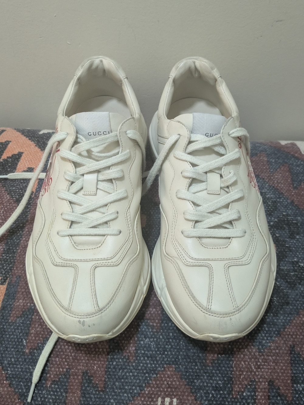 Gucci Rhyton Cream Leather Men's Sneakers Size US 9, Gucci 8 - Picture 2 of 15